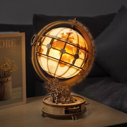 globe terreste vintage bois
