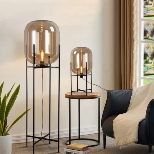 Lampadaire Industriel en Verre 