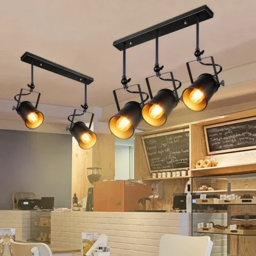 Luminaire suspendu style industriel avec éclairage chaleureux