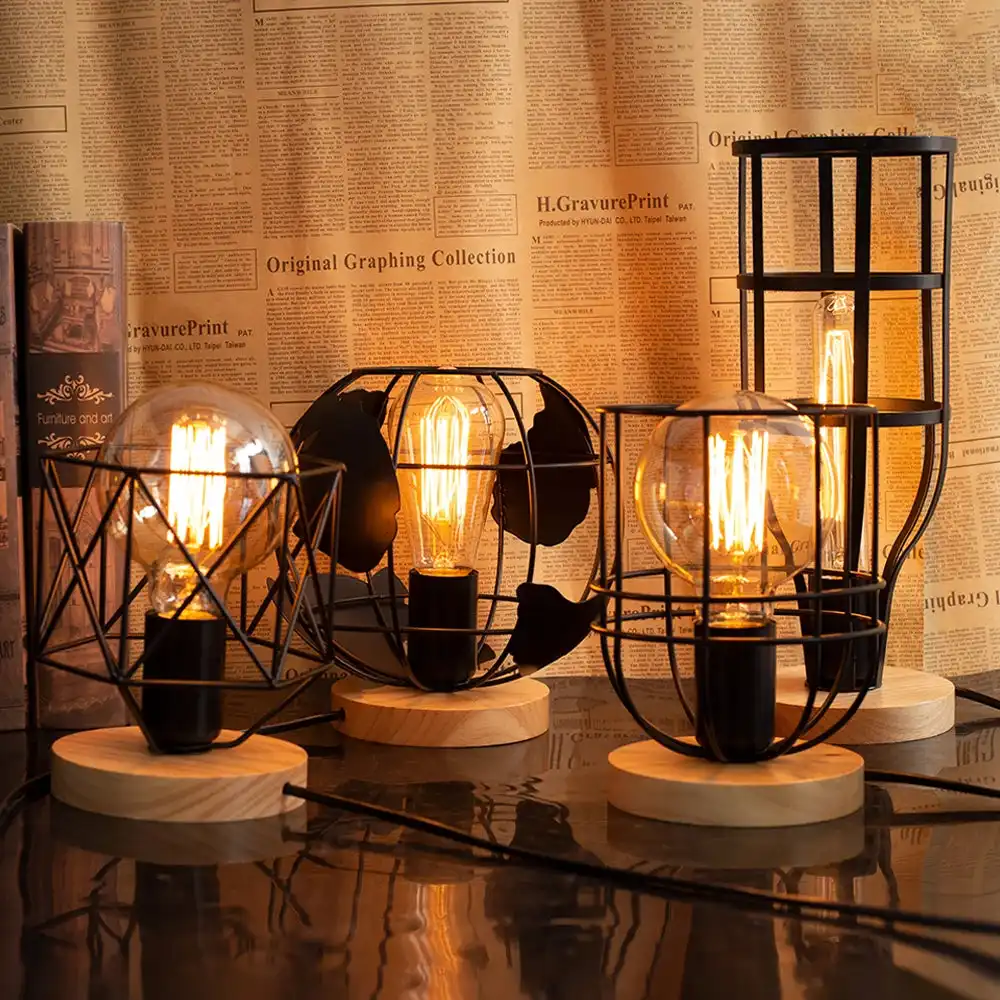Lampe Industrielle À Poser En Bois 2 Lampe Industrielle À Poser En Bois – Image 2