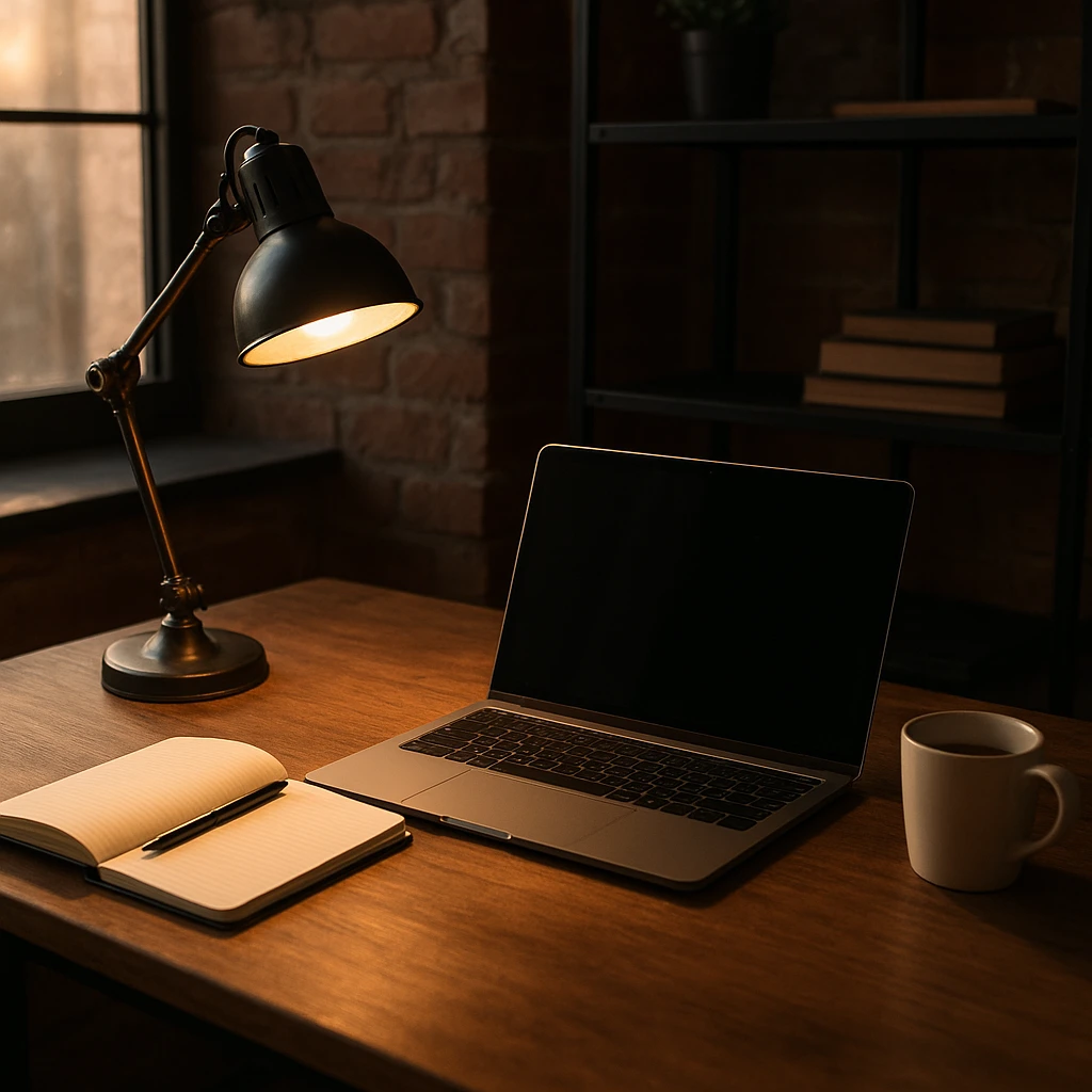 Lampe à poser industrielle : 10 idées pour bureau, chevet et salon 2 Lampe à poser industrielle sur un bureau de style loft